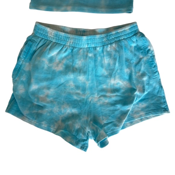 Blue Tie-Dye Ribbed Crop Tank & Shorts Set – Size Small – Glacial Blue - Picture 3 of 8